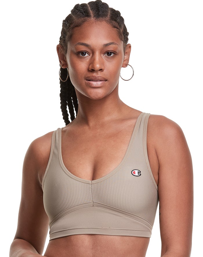 Champion Dame Tank Top Olivengrøn - Ribbed Cropped - Danmark KPY-963215